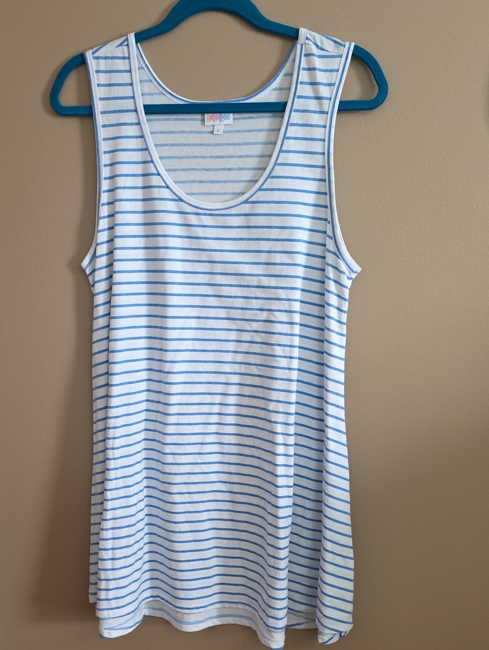 LuLaRoe Light Blue Striped Women's SzL Tank